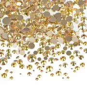 1440 Pieces Gold Bottom Quality Glass Flatback Rhinestones Round Crystal Gems