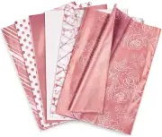 Whaline 60Pcs Rose Gold Tissue Paper 6 Style Gift Wrap Paper Bulk Gift Wrapping