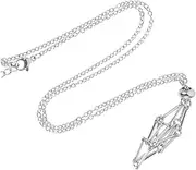 [Baluue] Crystal Holder Necklace Metal Cage Pendant for Natural Stones Elegant Design for Various Styles Durable Safe for Daily Wear present for Jewelry Lovers