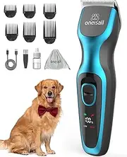 oneisall Dog Clippers Professional for Thick Hair, Heavy-Duty Dog Grooming Clippers with Detachable Metal Blade, Cordless Pet Shaver for Cockapoo Poodles