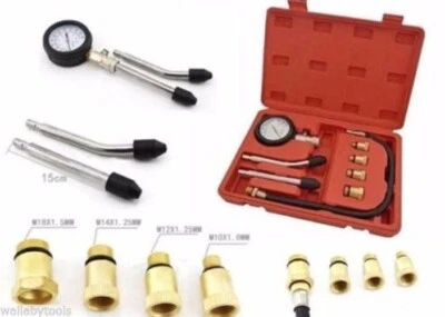 9Pc Spark Plug Cylinder Compression Tester Test Kit Professional Gas Engine
