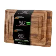 Acacia Cutting Board Set of 3, Cutting Boards with Juice Grooves, and Handle,