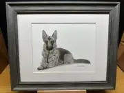 Drawing of a German Shepherd Dog Graphite Pencil Art Sketch Picture Print