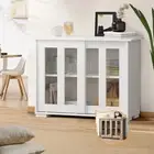 Oikiture Buffet Sideboard Storage Cabinet Hallway Sliding Door Cupboard Table