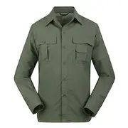 Men's Hiking Shirt Hiking top cargo shirt Long Sleeve Turndown Top Outdoor Waterproof Windproof Lightweight Polyester Dark Grey Army Green Khaki Running Campin