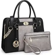 [MARCO M KELLY] Purses and Handbags for Women Top Handle Satchel with Wallet Shoulder Bags Two Tone 2pcs