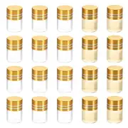 20 Pack 1ml Tiny Glass Bottles Vials Mini Clear Bottles Screw Cap Golden