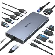 USB C Docking Station Dual Monitor for Dell/HP/Lenovo/Surface Laptop,15 in 1