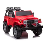 24V Licensed Toyota Land Cruiser FJ40 4WD Ride on Car SUV For Kids With Paretal Remote - Red - POSHO