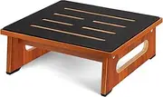 Wooden Step Stool for Adults Kids with Non-Slip Rubber Stepping Feet, Heavy Duty Platform Step Stools, High Beds for Bathroom, Bedroom, Kitchen & Bedside Support, 450 LBS Capacity, Brown
