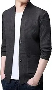 [ORDOBO] Men's Cardigan Sweater - Autumn Winter Knitted Cardigan Men Solid Color Slim Sweater Jacket Fashion V-Neck Cas