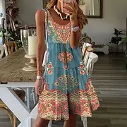 Women's Mini Dress Petite Dress Sundress Shift Dress Tank Dress Active Tropical Fashion Outdoor Vacation Going out Regular Fit Floral Sleeveless U Neck Pink Bl