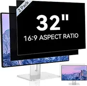 [2 Pack] 32 Inch Computer Privacy Screen Filter for 16:9 Aspect Ratio Widescreen Monitor - Anti Glare Blue Light Filter, Removable Computer Monitor Privacy Shield, Anti-Scratch 32in Protector Film