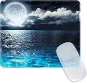 Ksriylm Square Aesthetic Landscape Series Mouse Pad Office Home Personalized Mouse Mat Waterproof Mouse Pad Non-Slip Rubber Base Computer Mouse Pads for Wireless Mouse,Romantic-sea and Moon