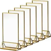 12Pcs Clear Acrylic Picture Table Stand with Gold Frames, 42x127x180mm, Double-sided Display, Gold Frame