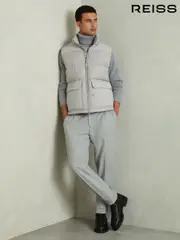 Reiss Grey Dante Patch Pocket Quilted Gilet (E80199) | $395