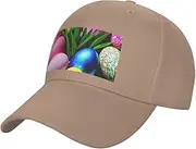 [FSCEV] Colorful Easter Eggs Solid Color Curved Brimmed Duckbill Cap Men's and Women's Outdoor Sports Baseball Hat, Natural, One size