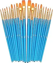Kvadouly Paint Brushes Set for Acrylic Painting, 20 Pcs Nylon Hair Artist Paint Brushes for Face Nail Art, Miniature Detailing & Rock Painting,Kids Adult Drawing Arts Crafts Supplies