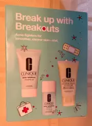 CLINIQUE BREAK UP WITH BREAKOUTS NIB ACNE cleanser+clearing gel+oil-control gel