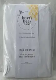 Burts Bees Baby Fitted Crib Sheet Super Soft Organic 100% Cotton Jersey - White