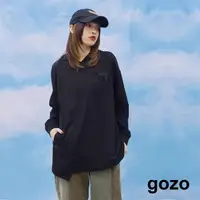 在飛比找momo購物網優惠-【gozo】造型鋸齒口袋長版帽T(兩色)