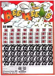 Pull Tab - Jar - Tickets Game - Bee Bee's $25