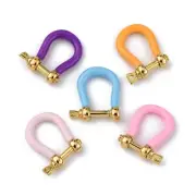 5 pcs Brass Enamel D-Ring Anchor Shackle Clasps for Bracelets Making 18x15~17mm