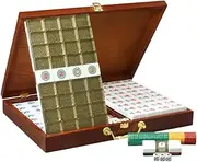 Mahjong Set MahJongg 144 Tile Set Chinese Mahjong Set Household Acrylic Mahjong Game with Box Chinese Mah Jongg Set(42mm)