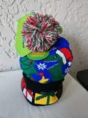 LED Light Up Christmas Beanie Pom Pom One Size NWT New