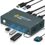 USB3.0 KVM Switch 2 Port HDMI, 4K@60Hz KVM Switch 1 Monitors 2 Computers with 3