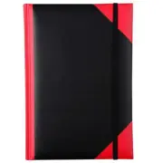 NEW Premium Black Red Notebook Casebound Ruled Elastic Closure 200 Leaf A5