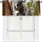 LHBWCVN Koala Family Valances for Windows, Rod Pocket Window Treatment Drapes Farmhouse Kitchen Curtains Short Blackout Window Curtains for Living Room Bedroom Decor 54x18 Inch