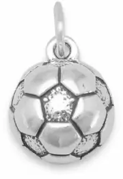 10mm (C) Soccer Ball Charm .925 Sterling Silver