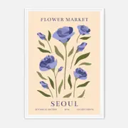 Galrie Seoul Flower Market Botanical Archive No.4 Art Print Elegant Floral Decor, White Frame, A1 60 x 84cm (23 x 33inch)