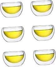 Cabilock 6 PCS Double Wall Glass Teacups Set Elegant Insulated Drinking Glasses for Tea and Hot Beverages Borosilicate Glass Safe and Lightweight for Breakfast and Entertaining
