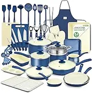 Nutrichef 54-Piece Marble Non-Stick Cookware and Bakeware Set - Professional Home Kitchen Collection with Multi-Sized Pots, Pans, and Heat-Resistant Tools