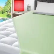 Cooling Green King Dual Layer Mattress Pad/ Cover, Cool Touch Fitted Sheet Plus
