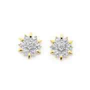 9ct Gold Diamond Snowflake Stud Earrings