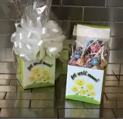Get Well Soon Dum-Dum Lollipops Gift Basket-Box Wrapped With White Bow