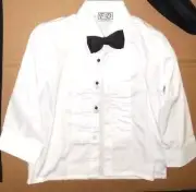Formal White shirt w/ bow tie pin tucked front Boy's For use with tuxedo