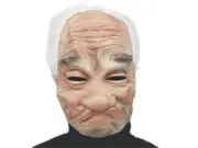 Grandpa Pappy Mask Senior Elder Halloween Old Man Woman White Hair Grandfather
