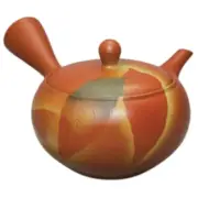 Teapot Kyusu Tokoname - FUSEN - Orange - 330 ml cc - Stainless Infuser - Leaf