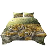 Wild Animals Art Tigers Forest Morning Coverlet