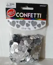 Bag of Heart shaped confetti 2.5 oz Silver parties confettis