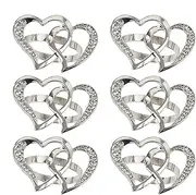 Napkin Holders - Napkin Rings | Table Decor for Dinner Wedding Party | Heart Napkiin Rings | Banquet Buckles Decor Favor Hollow-Out Dispenser with Rhinestone Serviette Holder