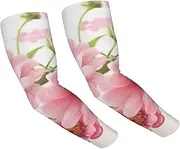 [FHEDVBN] Pink Flowers Arm Sleeves Compression Arm Covers for Men Women Outdoor Sun Sleeves Cooling Sports Sleeve, Black