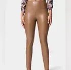 Faux leather leggings full length high waisted nee light brown