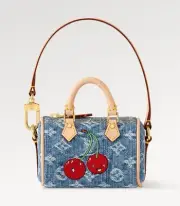 Louis Vuitton x Murakami M02535 Micro Speedy Denim Cherry Bag Charm LV x TM