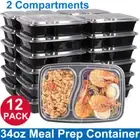 12X 34OZ Meal Prep Containers Microwable Freezer Safe Food Storage Lunch Boxes