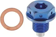 X AUTOHAUX M12x1.25 4MM Magnetic Oil Drain Plug Titanium Alloy Oil Pan Drain Bolt Plug with 1 Copper Washer Blue 1 Pc